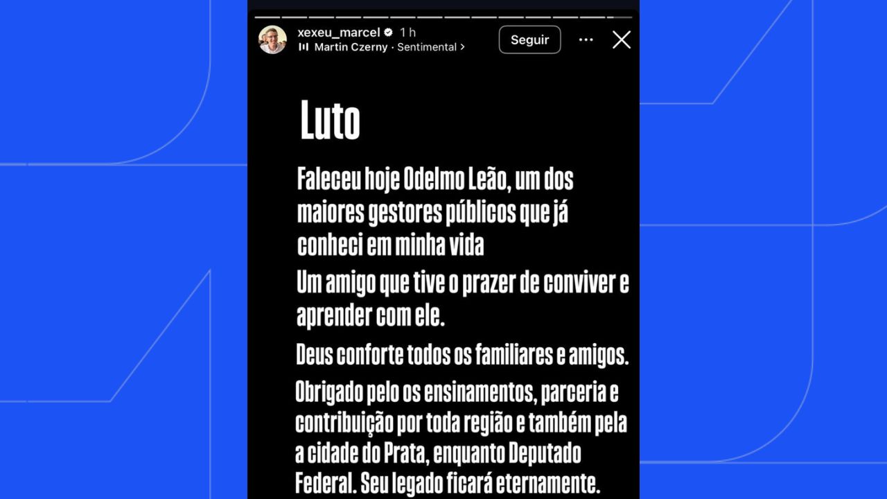Publicação do prefeito do Prata, sobre a morte de Odelmo Leão