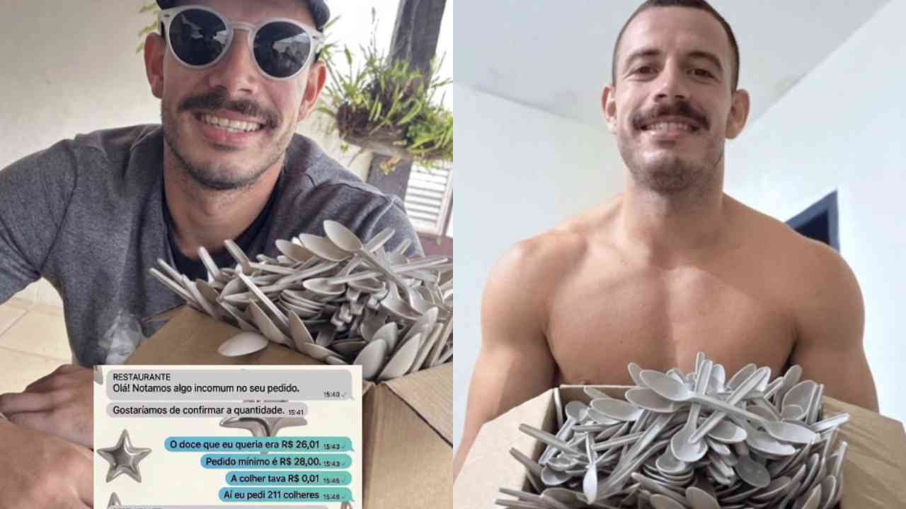 211 colheres homem restaurante pedido de R$ 26