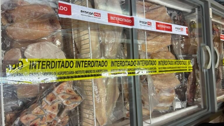 peixe congelado apreendido durante fiscalização