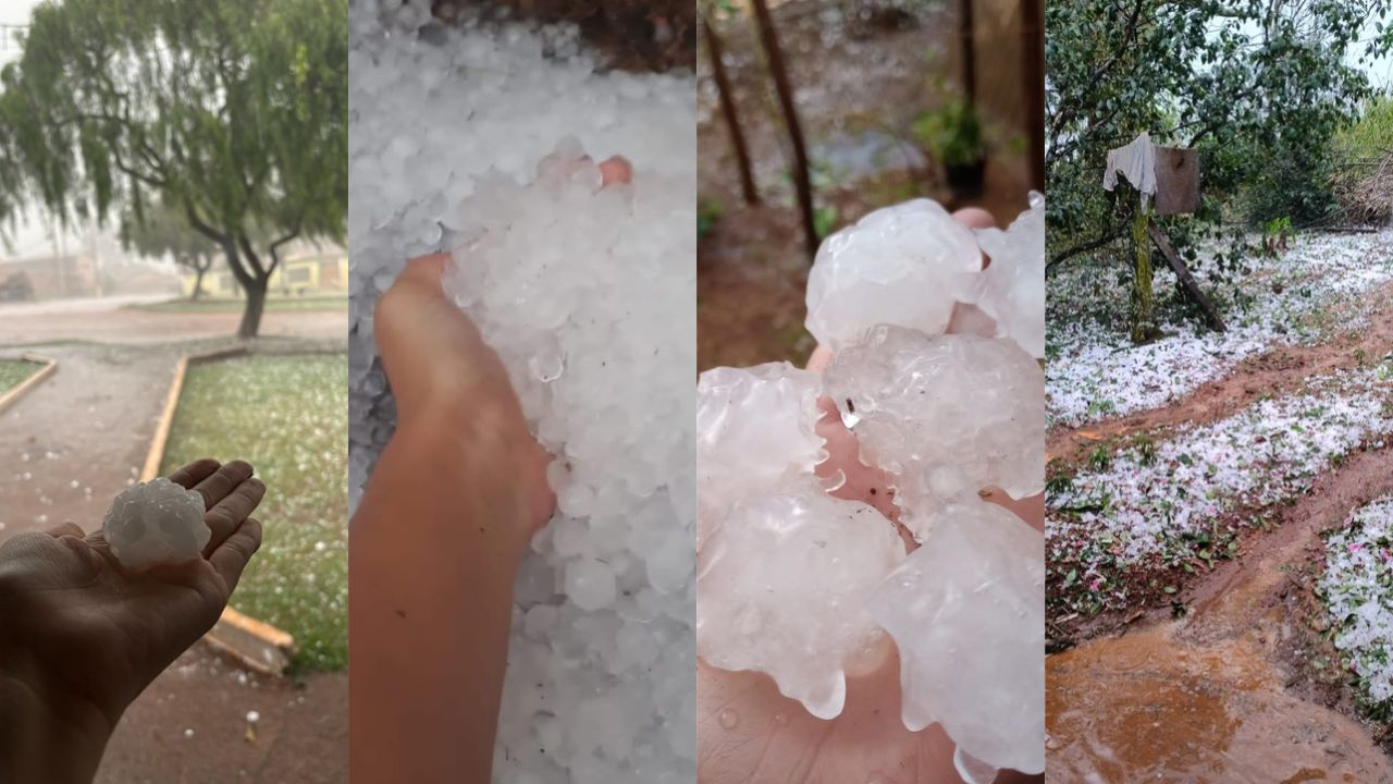 grandes pedras de granizo