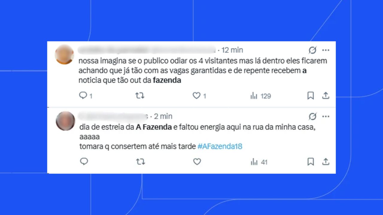 internautas falando sobre a fazenda 18 no x (twitter)
