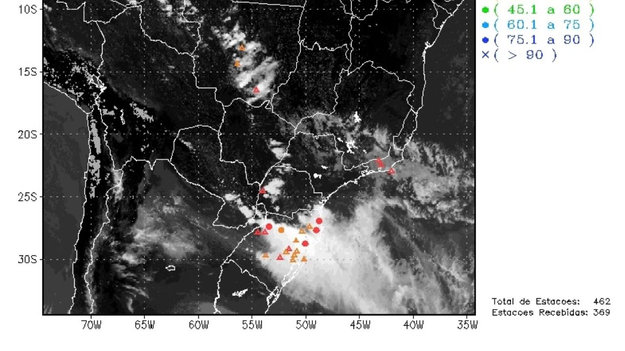 dados das núvens no local da queda do helicoptero