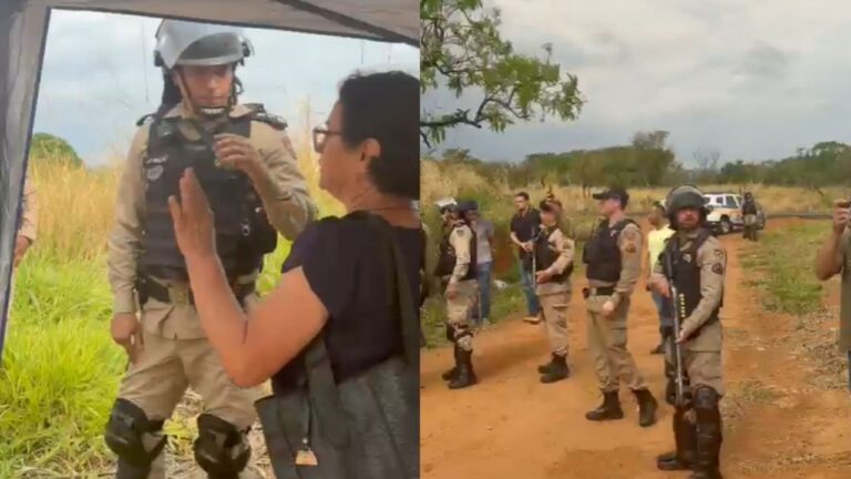 "Vocês têm 20 minutos para sair": PM dá ultimato e famílias desocupam fazenda