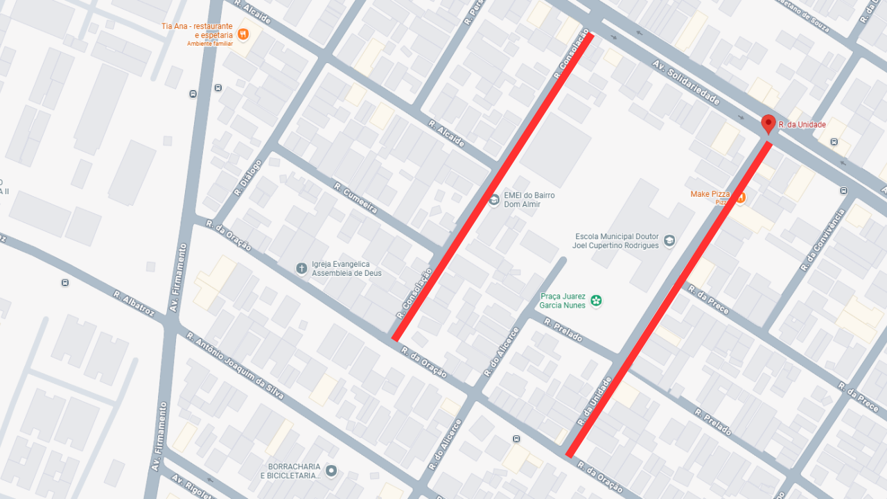 Ruas do Bairro Residencial Integração