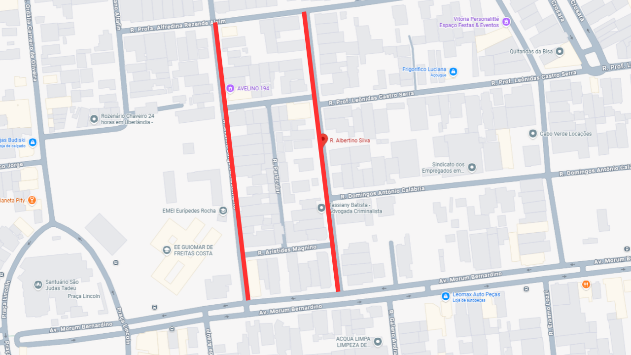 ruas do bairro Presidente Roosevelt