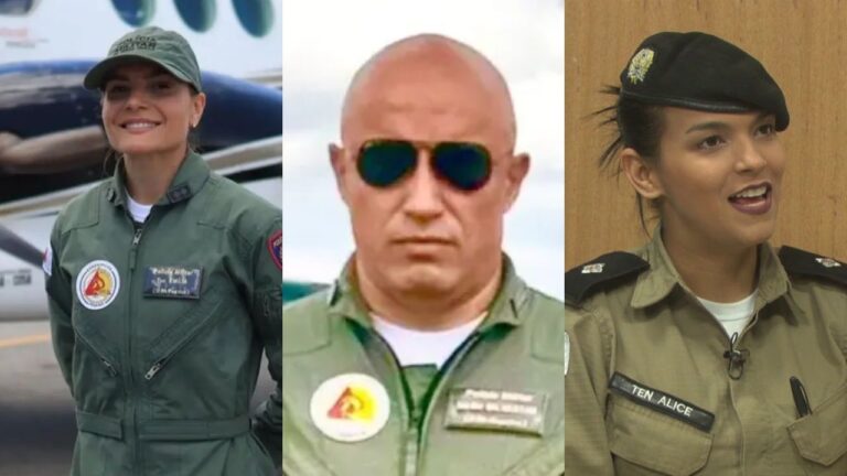 oficiais em avião da pm