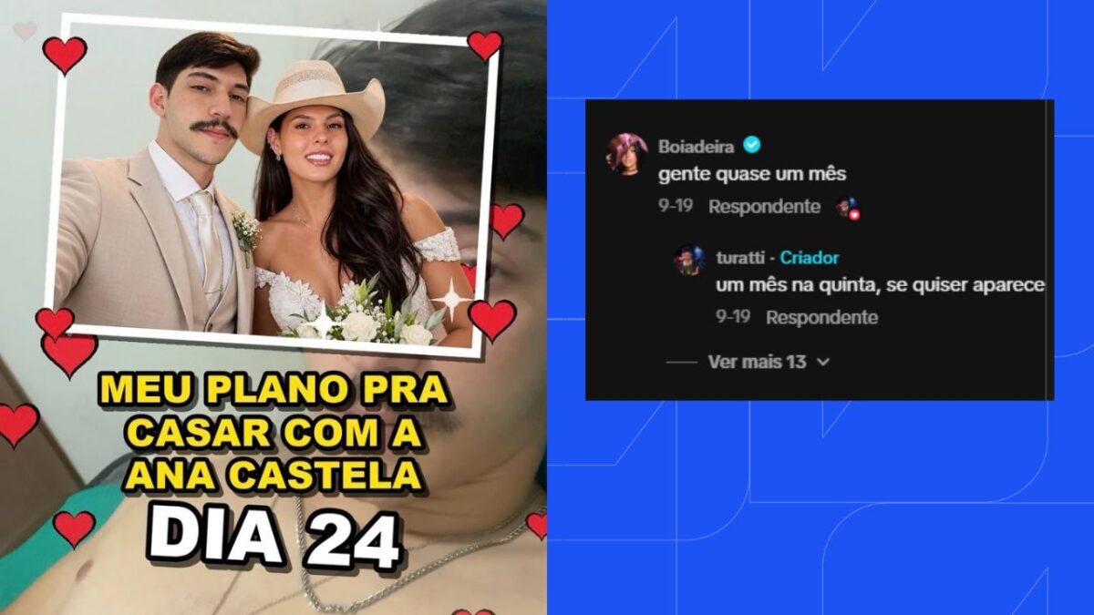Vídeo do TikTok "Meu plano pra casar com a Ana Castela, dia 24" e comentário do perfil Boiadeira respondido por Turatti Vídeo do TikTok "Meu plano pra casar com a Ana Castela, dia 24" e comentário do perfil Boiadeira respondido por Turatti