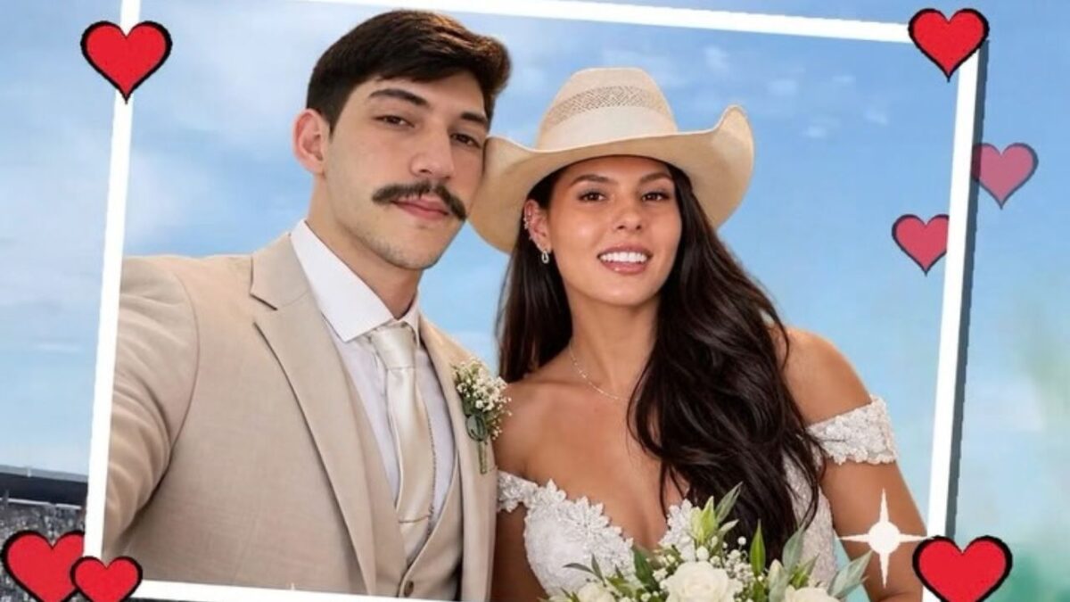Montagem de casamento com João Otávio Turatti e uma mulher, cercados de corações, ilustra o plano pra casar com a Ana Castela Montagem de casamento com João Otávio Turatti e uma mulher, cercados de corações, ilustra o plano pra casar com a Ana Castela
