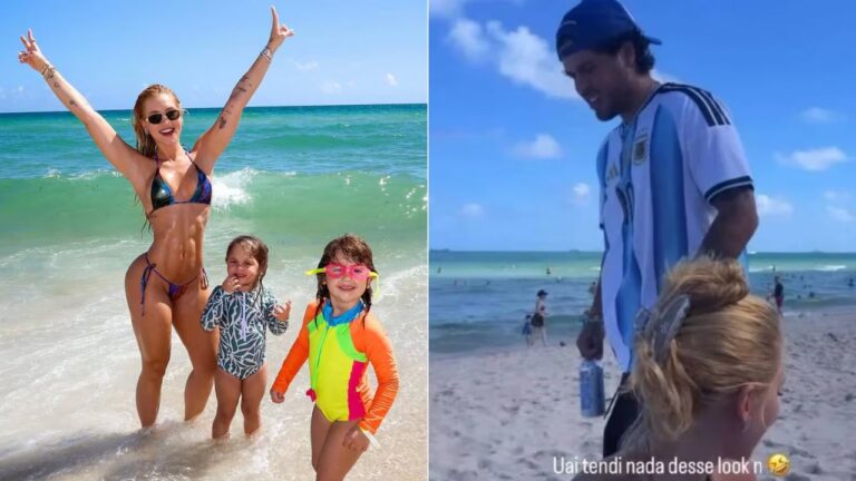 Virginia Fonseca e Zé Felipe curtem praia com os filhos após término de influenciadora
